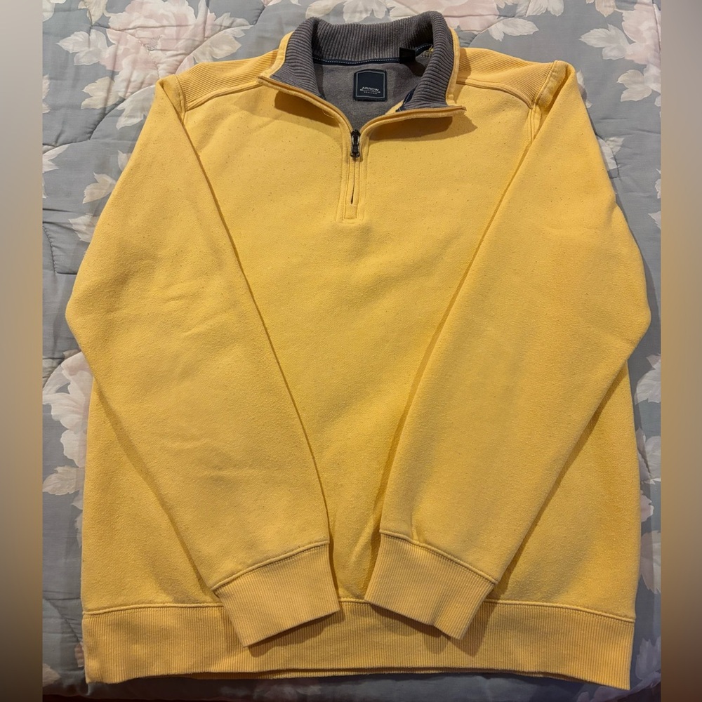 Men’s Arrow Yellow Quarter Zip Sweater - Size Small
